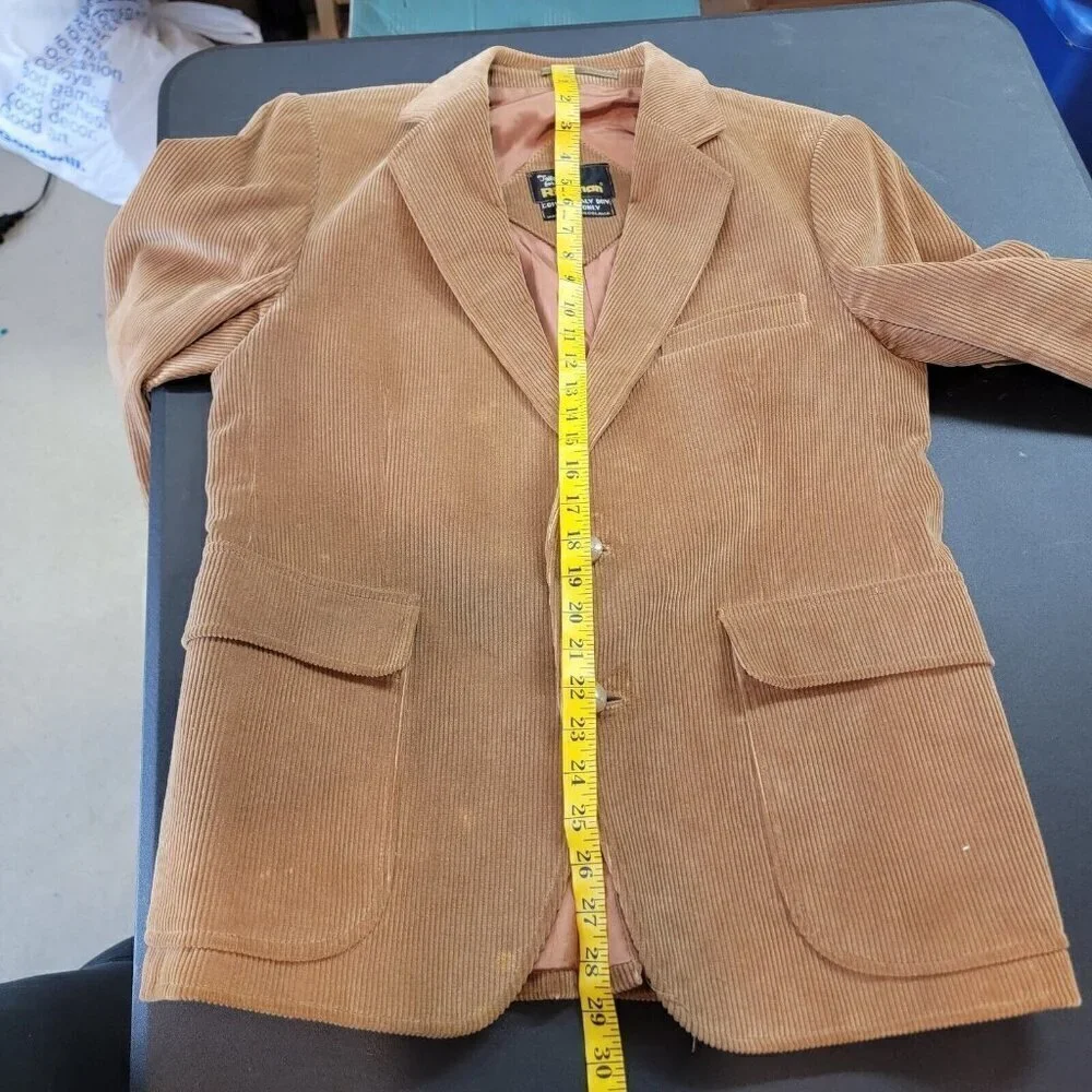 Vintage Richman Sport Coat Mens 40R Camel Tan Corduroy Western Elbow Patch